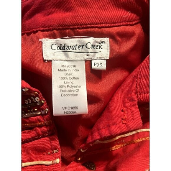 Women's Coldwater Creek Red Embroidered Jacket, Size PXS - Picture 5 of 6